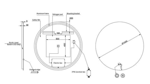 Alessio Anti-fog Backlit 3 Colour LED Round Bathroom Mirror With Optional Bluetooth