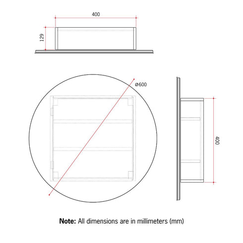 Militon Bathroom Round Black Mirror Cabinet