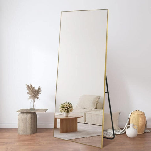 Slimline gold frame floor mirror