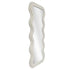 Contemporary wavy frame full body mirror wrapped in white teddy velvet