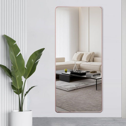 Vivian Aluminium Full Length Rose Gold Wall Mirror - Modern Freestanding Mirror