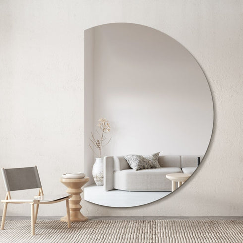 Modern artistic left cut mirror in living room