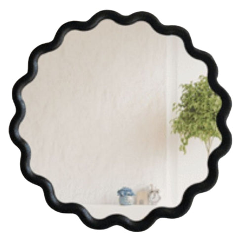 Bondalla Wavy Black Round Wall Mirror