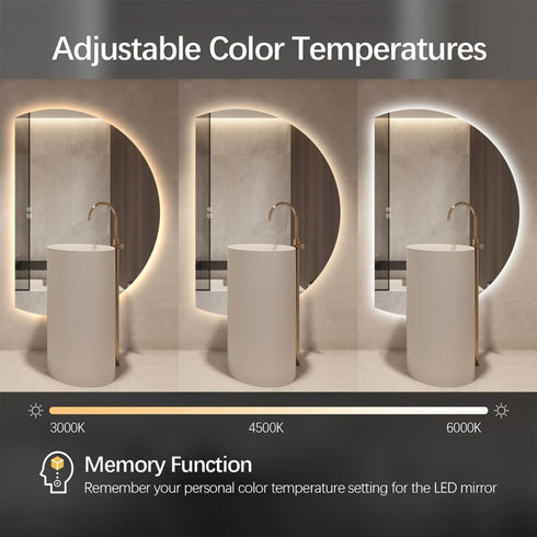 Brunswick Frameless Left Cut Moon Anti Fog Backlit LED Wall Mirror