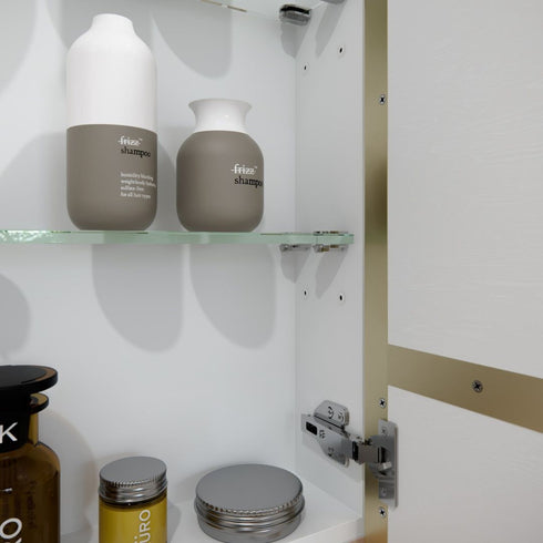 Zania 3-Door Brushed Brass Bathroom Mirror Cabinet