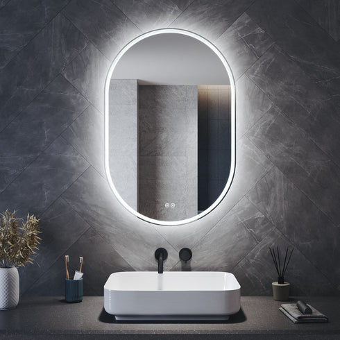 Anam Oval LED Bathroom Mirror with Anti-Fog & Shaver Outlet