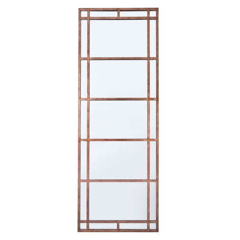 Johanna Floor Mirror with black powder-coated iron grid frame, 200cm height