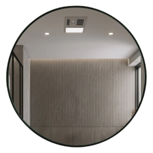 Elun Black Round Wall Mirror