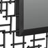 Close-up of matte black iron frame corner detailing