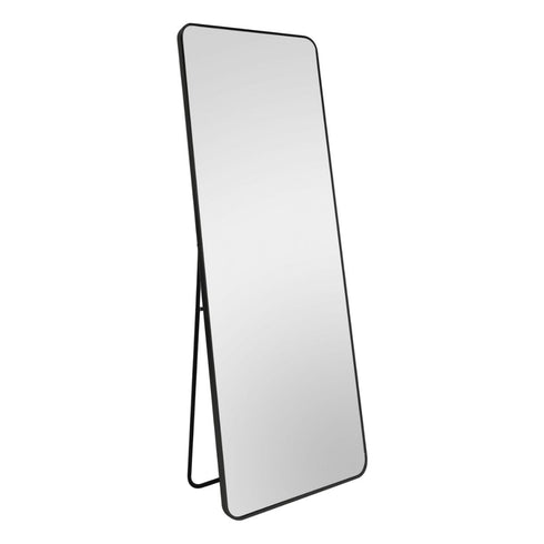 Zarae Rounded Corner Full Length Black Freestanding Mirror with slim frame
