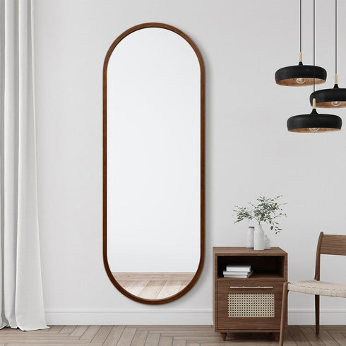 Pilbara Oval Walnut Wood Full Length Wall Mirror