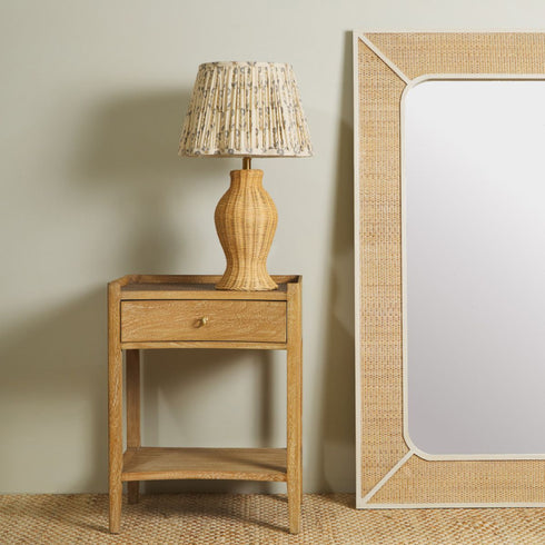 Tomita Rectangular Rattan Wall Mirror - Natural & Off-White Coastal Frame