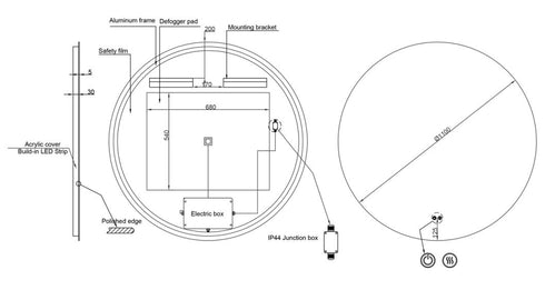 Alessio Anti-fog Backlit 3 Colour LED Round Bathroom Mirror With Optional Bluetooth