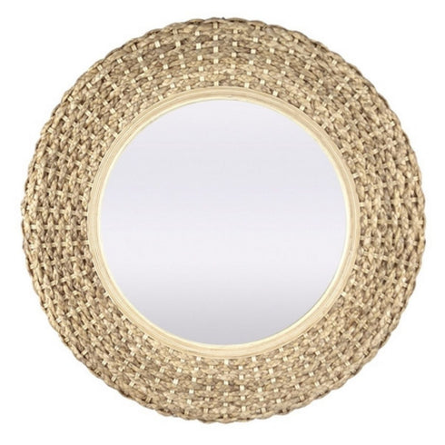 Adelaide Woven Rattan Wall Mirror - Natural Textured Frame Decorative Mirror