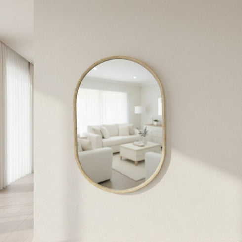Brent Light Brown Oval Wall Mirror