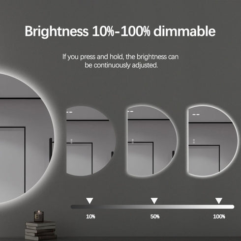 Brunswick Frameless Left Cut Moon Anti Fog Backlit LED Wall Mirror