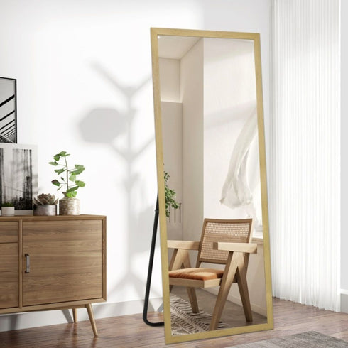 Olegas Full Length Wall Mirror - Modern Natural Frame Floor Mirror