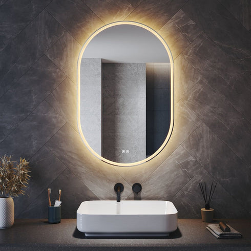 Anam Oval LED Bathroom Mirror with Anti-Fog & Shaver Outlet