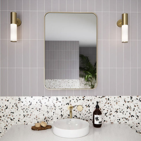 Amelia Rectangle Brushed Brass Mirror Cabinet