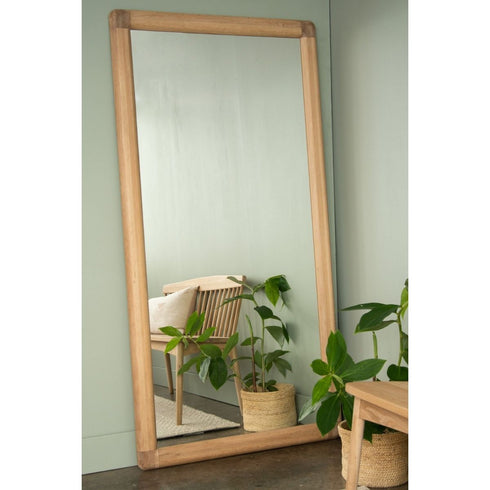 Hendrix Vintage Full Length Natural Wood Frame European Oak Floor Mirror with Rounded Edges