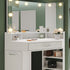 Evora White Corner Dressing Table with Triple Mirror & Storage - Makeup Vanity with Drawers