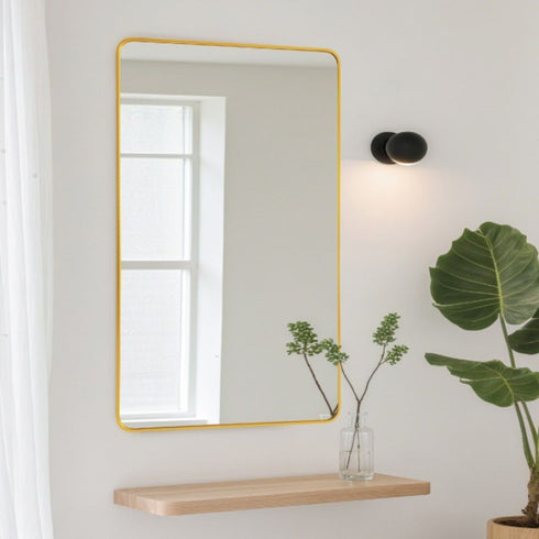 Malen Round Corners Gold Wall Mirror