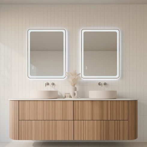 Taylor Anti-Fog Frontlit & Backlit LED Bathroom Mirror - Brushed Nickel Frame with Optional Bluetooth Speaker