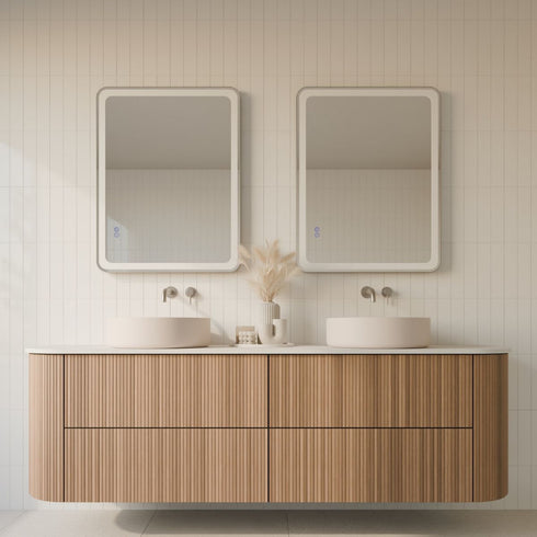 Taylor Anti-Fog Frontlit & Backlit LED Bathroom Mirror - Brushed Nickel Frame with Optional Bluetooth Speaker