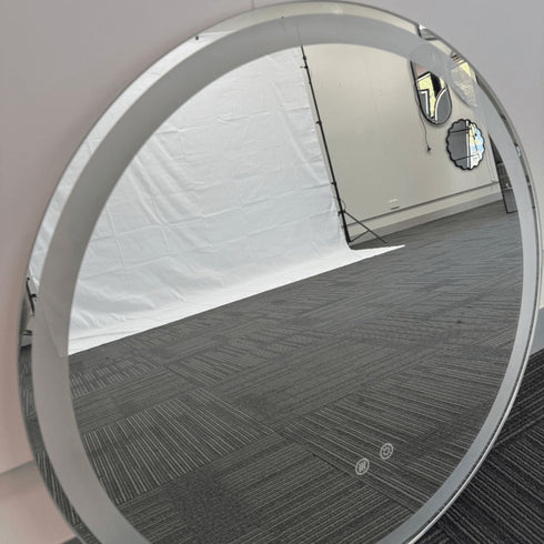 Wattleview Frosted LED Dimmable 25mm Strip Round Bathroom Mirror with Defogger