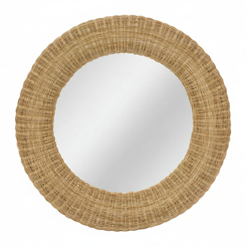 Jarred Rattan Round Wall Mirror