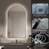 Meroo Arched Antifog Backlit LED Gold Wall Mirror
