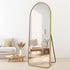 Side angle showing thickness of gold standing mirror