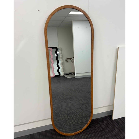 Pilbara Oval Walnut Wood Full Length Wall Mirror