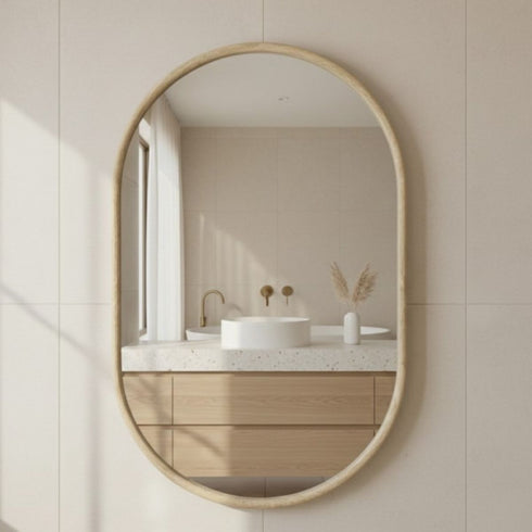 Brent Light Brown Oval Wall Mirror