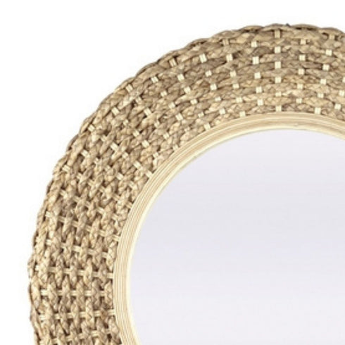 Adelaide Woven Rattan Wall Mirror - Natural Textured Frame Decorative Mirror
