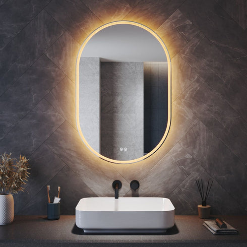 Anam Oval LED Bathroom Mirror with Anti-Fog & Shaver Outlet
