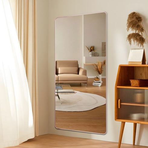 Vivian Aluminium Full Length Rose Gold Wall Mirror - Modern Freestanding Mirror