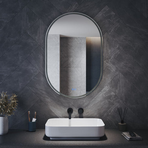 Anam Oval LED Bathroom Mirror with Anti-Fog & Shaver Outlet