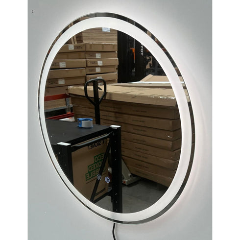 Wattleview Frosted LED Dimmable 25mm Strip Round Bathroom Mirror with Defogger