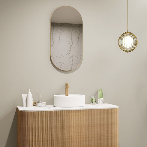 Cameryn Aluminium Framed Oval Bathroom Mirror Brushed Gold