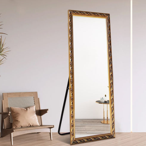 Decorative French style freestanding mirror in gold for interiors