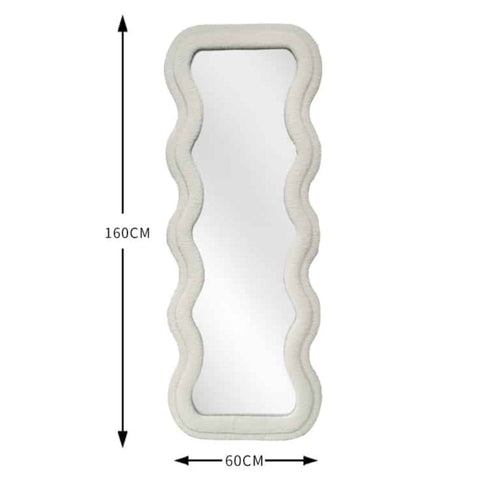 Remy Wavy Teddy Velvet Full Length White Wall Mirror