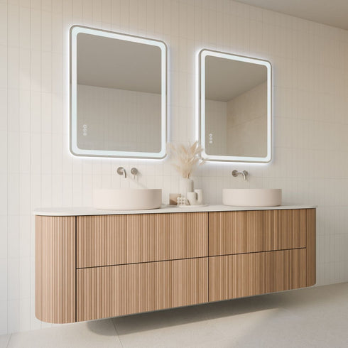 Taylor Anti-Fog Frontlit & Backlit LED Bathroom Mirror - Brushed Nickel Frame with Optional Bluetooth Speaker