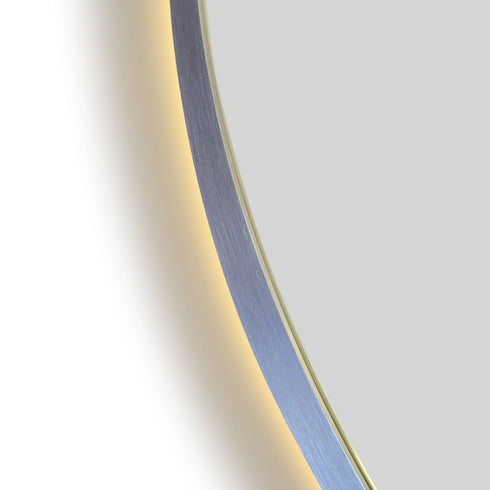 Allan Framed Anti-Fog LED Arched Bathroom Mirror - Brushed Nickel with Optional Bluetooth Speaker