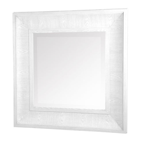 Bernie White Wall Mirror styled in a modern hallway interior
