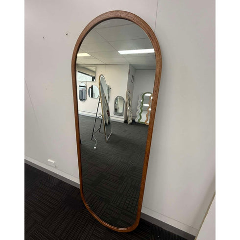 Pilbara Oval Walnut Wood Full Length Wall Mirror