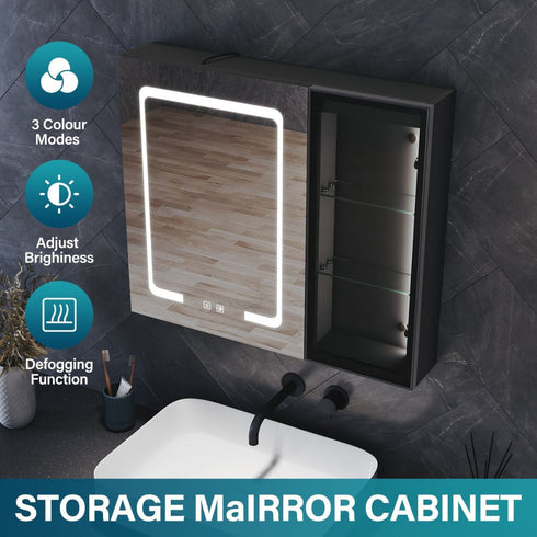 Arisanta Anti-fog LED Bathroom Cabinet With Glass Shelves