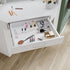 Evora White Corner Dressing Table with Triple Mirror & Storage - Makeup Vanity with Drawers
