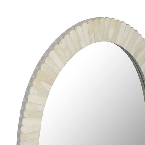 Amity Oval Bone Inlay White Wall Mirror