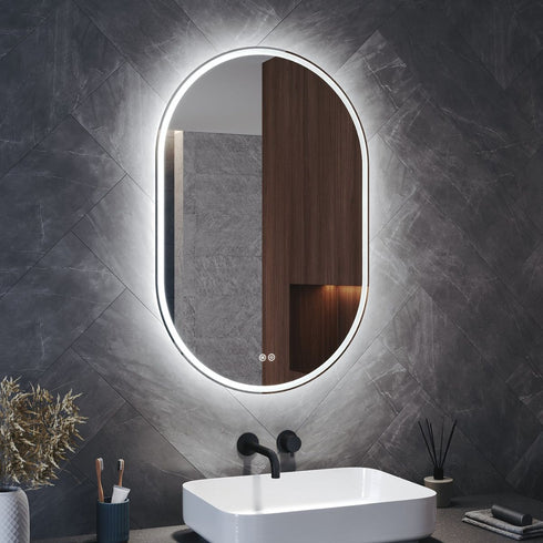 Anam Oval LED Bathroom Mirror with Anti-Fog & Shaver Outlet